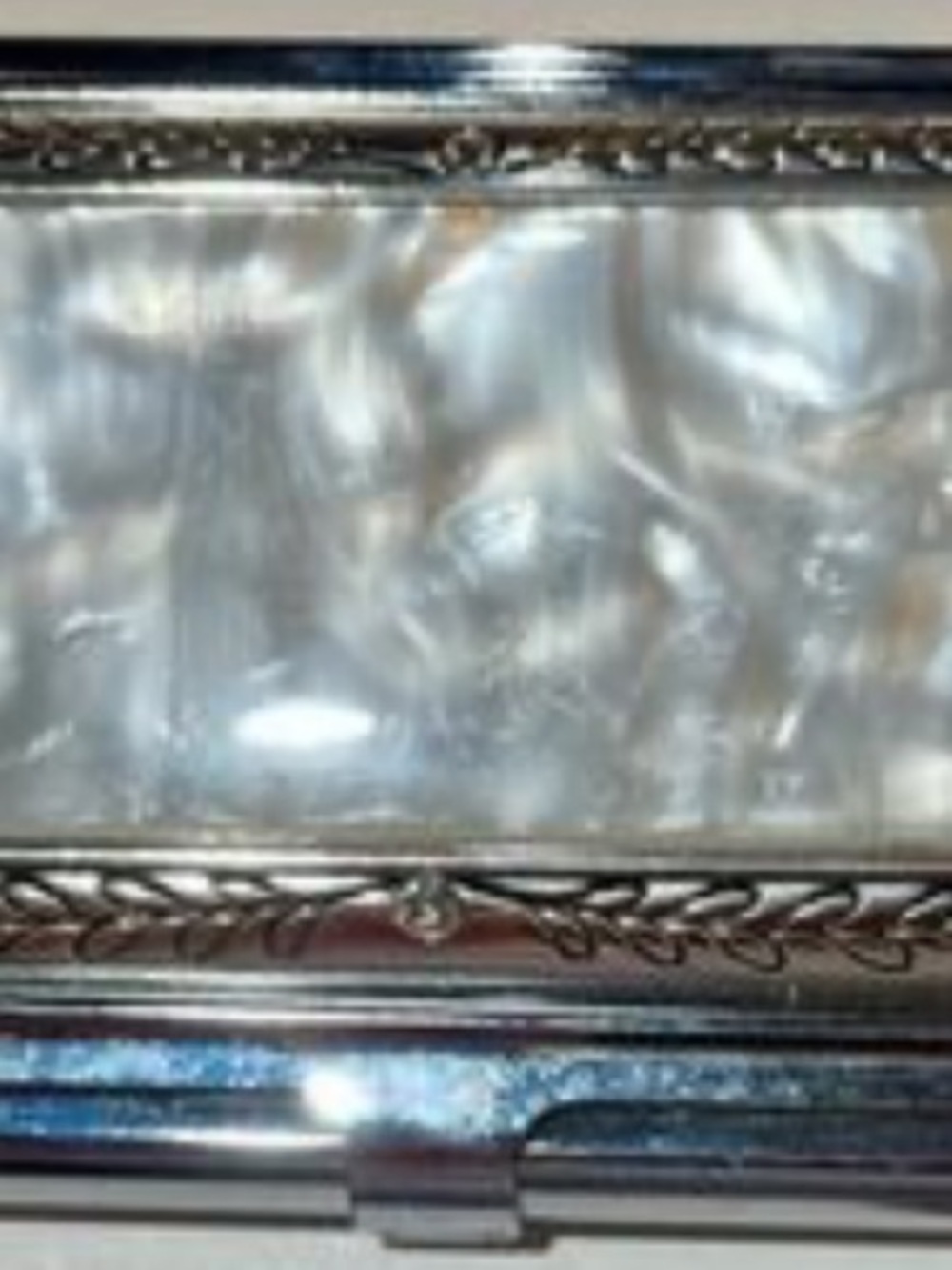 Brighton Tapestry Card Case Mother Of Pearl Etched Silver Plated Tiny Crystals - Picture 10 of 11